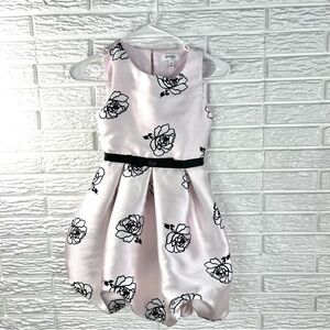 Speechless Kids Pink Black Embroidered Floral Bubble Hem Formal Dress Size 8